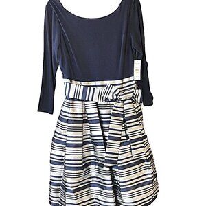 Navy Blue and Silver Cocktail Dress by Jessica Howard - Size 12 - NWT